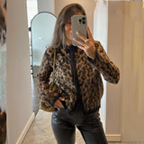 Black Friday Tineit Fashion Lepard Knitted Sweater Cardigan For Women Loose Casual Long Sleeve Retro Single Breatted Sweater Autumn Outwear