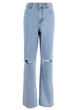 Tineit Blue Wash Straight Leg Knee Ripped Jeans