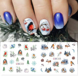 Tineit 12pcs Winter Forest Styling Water Stickers For Nail Gradient Snowflake Bird Elk Design Xmas Manicure Charm Sliders LYBN2425-2436