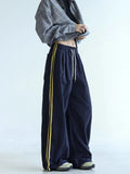 Tineit Y2K Vintage Striped Pants Women Hip Hop Harajuku Streetwear Baggy Sweatpants Parachute Wide Leg Track Trousers Casual