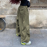 Tineit Techwear Sweatpants Women Baggy Hip Hop Parachute Cargo Pants Y2k Low Waist Streetwear Casual Loose Wide Leg Joggers Pants