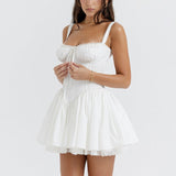 Tineit White Lace Up Corset Mini Dress