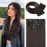 Tineit-Black Hair Extensions 24"/60cm 140g 6pcs/set Women Long Straight Synthetic Full Head Clip 16 Clips Ombre Heat Resistant Fiber