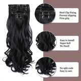Tineit-Black Friday 7Pcs 16 Clips 24 Inch Wavy Curly Full Head on Double Weft Hair Extensions Dark Black24 Inch For Women In Daily Use
