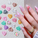 Tineit Crystal Peach Heart Nail Accessories Jewelry 3D Holographic Sweet Love Design Summer Fruit Charms DIY Flatback Decoration LY2044