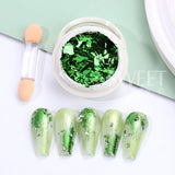 Tineit 1Box Green Mirror Powder Nail Art Glitter UV Gel Polish Chrome Dust Metallic Effect Pigment St. Patrick's Day Nail Decoration