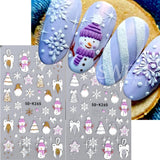 Tineit Christmas Nail Sticker 5D Gold Glitter Snowflake Elk Penguin Bells Design Adhesive Nail Slider Decals Winter Manicure Decoration