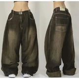 Tineit Korean Version New Washed Solid Color Baggy Jeans Female Y2K High Street Fashion Casual Gothic High Waist Baggy Wide Leg Pants