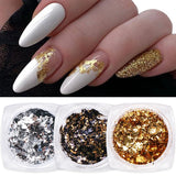 Tineit 1 Box Gold Glitter Flakes Irregular Aluminum Foil Sequins For Nails Chrome Powder Winter Manicure Nail Art Decorations LY1858-1