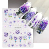 Tineit Spring Purple Hydrangea Flowers Nail Embossed Stickers Lavender Leaves Design Adhesive Sliders Decoration Manicure Foils LYSW-5D