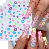 Tineit 3D Kiss Sexy Pink Lips Glitter Stickers Nails Design Self adhesive Nail Art Sliders Valentine's Day Decals Manicure Decorations