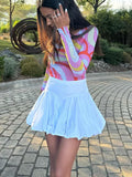 Tineit High Waisted Bud Skirts Cotton For Women Fashion Solid Color Folds Patchwork Short Skirt Female Commuting Party Clothes