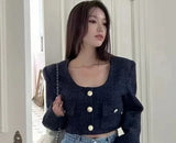 Tineit-Spring Autumn New Skirt Set 2 Piece Sets Women Outfit Long Sleeve Short Coat A-Line Mini Skirts Korean Chic Elegant Fashion Suit