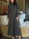 Tineit-Eid Modest Dress for woman Ramadan women Abaya Half High Collar Party Long Dress Solid Vestidos Largos Dubai Robe Jalabiya