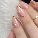 Tineit-Fall nails Christmas nails 24pcs Shinny Almond False Nails Gradient Glitter Crystal Fake Nails Full Cover Detachable Nail Tips Press on Nails DIY Manicure