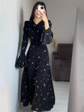 Tineit-Eid Muslim Party Dress for Women Ramadan Lotus Leaf Sleeve Print Long Dress Belt Abaya Vestidos Largos Dubai Robe Jalabiya 2024