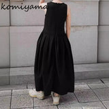 Tineit  Japan Casual Vestidos Mujer 2025 Woman Dress Tank Vestido Elegant Summer O-neck Sleeveless Dresses High Waist Holiday Robes