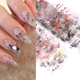 Tineit 10pcs Chinese Style Nail Art Foils Ink Painting Characters Cloud Crane Design Transfer Sliders New Year DIY Decor Stickers DXK12