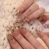 Tineit-Fall nails nails Christmas nails 24pcs Rhinestone Design Fake Nails Shiny Bridal Women Lady party nail DIy Decorations Press On nail Tips False Nail Patch