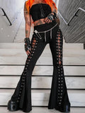 Tineit Women's gothic pants Spring 2024 new dark wind Street fashion trend cock-eye tie design flared pants women