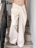 Tineit 2024 New Irregular Design Low Waist Baggy Wide Leg Trousers Y2K Streetwear Loose Pants Fashion Women Casual pantalones