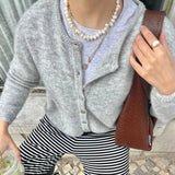 Tineit Preppy Y2K Softness Knitwear Coats Women Vintage Knitted Cardigans Spring Autumn Causal Long Sleeve Button-Down Basic Sweater