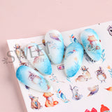 Tineit 12pcs Cute Sweater Penguin Nail Water Decals Cartoon Cat Bunny Design Transfer Sliders Winter New Year DIY Decoration Wraps LYBN