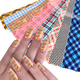 Tineit 10pcs Lattice Flower Luxury Design Nail Foil Sticker Set Plaid Sweater Patterns Adhesive Transfer Decal Tips For Manicure LYGZ21