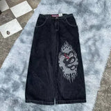 Tineit Y2K Baggy Jeans men vintage Embroidered high quality jeans Hip Hop Goth streetwear Harajuku men women Casual wide leg jeans