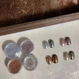 Tineit-4PCS/SET Sliver Gold Autumn Winter Nail Powder Glitter Mirror Powder Simple Nail Art Accessories Decoration Nail Pigment Powder