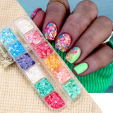 Tineit 12 Colors Chameleon Nail Glitter Sequins Mermaid Mirror Hexagon 3D Flakes Paillette Laser Spangles Polish Summer Manicure Tips