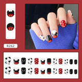 Tineit-Fall nails Christmas nails 24pcs Press on False Nails Set Cartoon Animal Decal Fake Nails Art  Full Cover Artificial Short Nail Tips With Wearing Tools