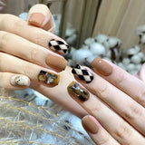 Tineit-Fall nails nails Christmas nails 24Pcs Cute Nail Art Full Cover Artificial Fake Nails Wearing Reusable False Nails Ballerina Press on Nail Art