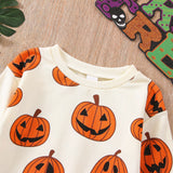 Tineit Halloween Awakecrm Lioraitiin 0-3T Baby Girl Boy Halloween Days Lovely Romper Pumpkin Printing Long Sleeve Sweatshirt Jumpsuits