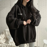 Tineit 2024 Fall Fashion Solid Color Letter Print Oversized Hoodie