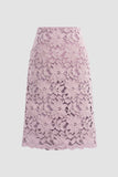 Tineit Solid Color Flower Lace Skirt