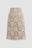 Tineit Solid Color Flower Lace Skirt