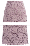 Tineit Solid Color Flower Lace Skirt