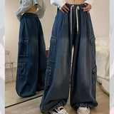 Tineit Tie Strap Baggy Cargo Jeans