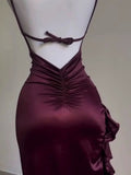 Tineit Vintage High Low Halter Burgundy Birthday Outfits Homecoming Dress (PRE-ORDER)