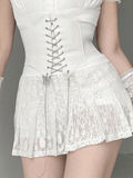 Tineit A Line Pleated Lace Mini Skirt