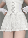 Tineit A Line Pleated Lace Mini Skirt