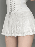 Tineit A Line Pleated Lace Mini Skirt