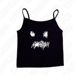 Tineit Crop tops O-neck Slim Hot Grunge Print Goth Halter tops Y2K Woman's Sling Harajuku Metal Rock emo Punk Vintage Hip Hop Chic Vest