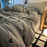 Tineit Ins Style Embroidered Butterfly Bedding Sheet Nordic Duvet Cover Set Home Luxury No Filling Bedding Set Comfortable Bedspread