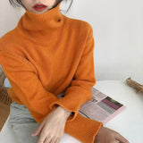 thanksgiving outfit Tineit Zoki Autumn Warm Turtle Neck Sweater Women Fashion Korean Solid Knitted Basic Pullovers Loose O Neck Long Sleeve Female Jumper