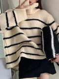 Tineit Turtleneck Striped Knit Sweater