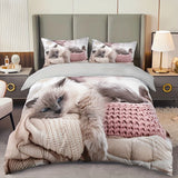 Tineit 3pcs Lazy Cat Animal Duvet Cover Set Soft Comfortable And Breathable HD Printing Bedding For Home Dorm