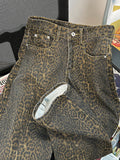 christmas outfit Tineit Women Baggy Leopard Jeans Harajuku 90s Aesthetic Denim Trousers Y2k Vintage Japanese 2000s Style Jean Pants Trashy Clothes 2025