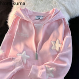 Tineit Streetwear Embroidery Star Hoodie Women Clothing Thicked Zipper Hooded Jackets Y2k Tops Casual Fashion Vintage Sweatshirts Coat